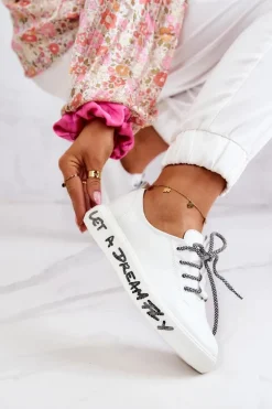 Damskie Skórzane Tenisówki Na Platformie Białe Marien