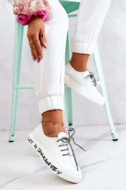 Damskie Skórzane Tenisówki Na Platformie Białe Marien