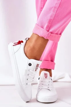 Damskie Skórzane Tenisówki BIG STAR GG274160 Białe