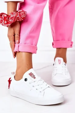 Damskie Skórzane Tenisówki BIG STAR GG274160 Białe