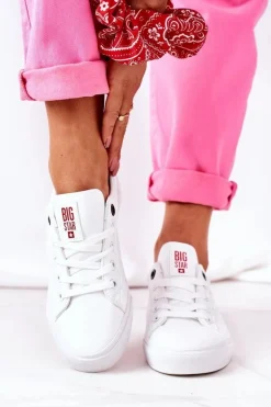 Damskie Skórzane Tenisówki BIG STAR GG274160 Białe