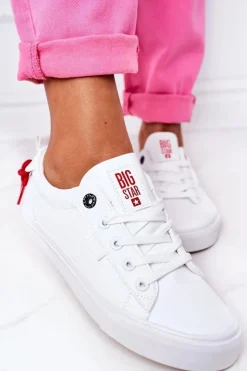 Damskie Skórzane Tenisówki BIG STAR GG274160 Białe