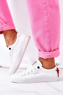 Damskie Skórzane Tenisówki BIG STAR GG274160 Białe