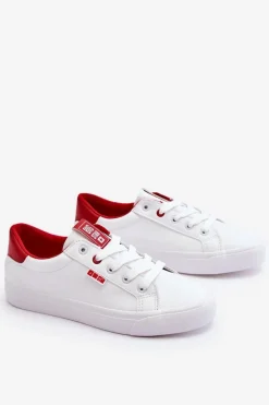 Damskie Skórzane Tenisówki Big Star EE274311 Biało-Czerwone