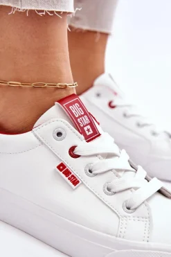 Damskie Skórzane Tenisówki Big Star EE274311 Biało-Czerwone