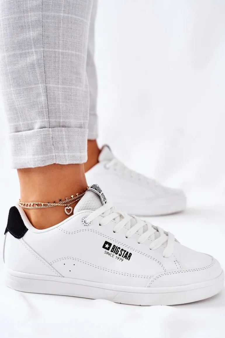 Damskie Skórzane Tenisówki Memory Foam BIG STAR II274319 Białe