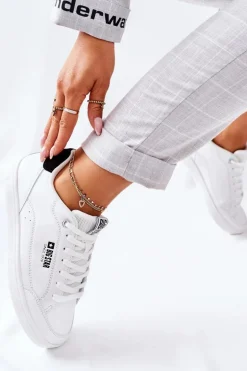 Damskie Skórzane Tenisówki Memory Foam BIG STAR II274319 Białe