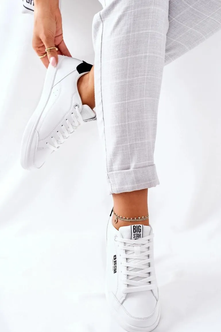 Damskie Skórzane Tenisówki Memory Foam BIG STAR II274319 Białe