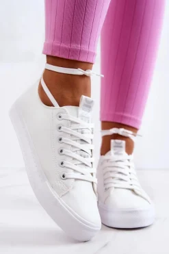 Damskie Skórzane Tenisówki Białe Mikayla