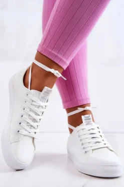 Damskie Skórzane Tenisówki Białe Mikayla