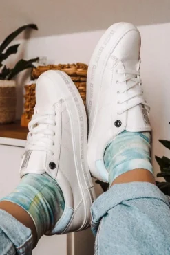 Damskie Skórzane Tenisówki Logowana Podeszwa Big Star GG274194 Białe