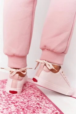 Damskie Skórzane Tenisówki CROSS JEANS HH2R4004C Różowe