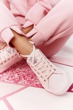 Damskie Skórzane Tenisówki CROSS JEANS HH2R4004C Różowe