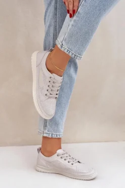 Damskie Skórzane Tenisówki Szare Cloesa