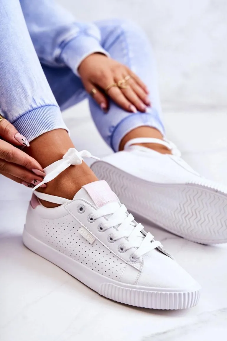 Damskie Skórzane Tenisówki BIG STAR HH274073 Biało-Różowe