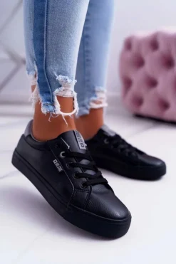 Damskie Skórzane Tenisówki Big Star EE274314 Czarne