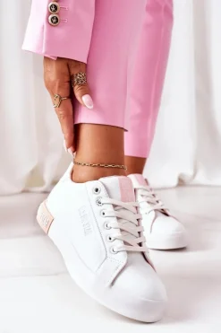 Damskie Skórzane Tenisówki BIG STAR II274033 Biało-Różowe