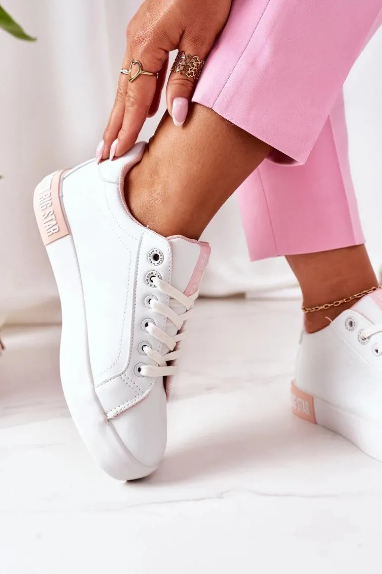 Damskie Skórzane Tenisówki BIG STAR II274033 Biało-Różowe