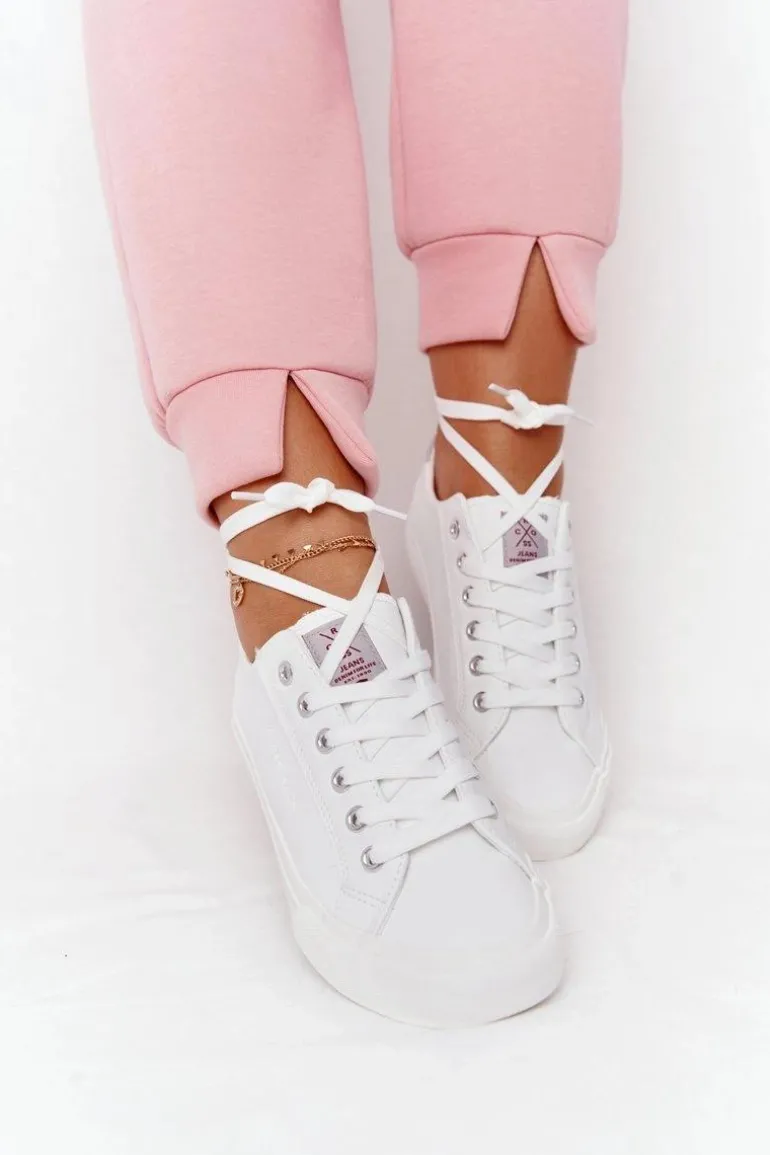 Damskie Skórzane Tenisówki CROSS JEANS HH2R4001C Białe