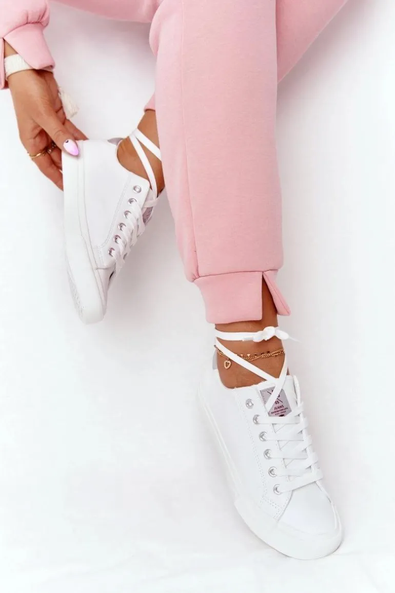 Damskie Skórzane Tenisówki CROSS JEANS HH2R4001C Białe