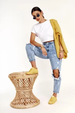 Damskie Skórzane Tenisówki BIG STAR HH274142 Żółte