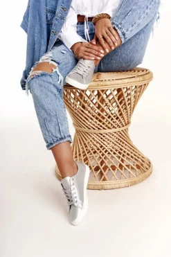 Damskie Skórzane Tenisówki BIG STAR HH274143 Srebrne