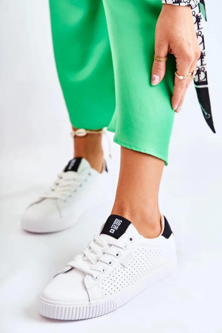 Damskie Skórzane Tenisówki BIG STAR HH274071 Biało-Czarne