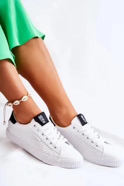 Damskie Skórzane Tenisówki BIG STAR HH274071 Biało-Czarne