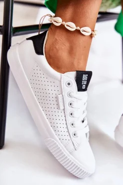 Damskie Skórzane Tenisówki BIG STAR HH274071 Biało-Czarne