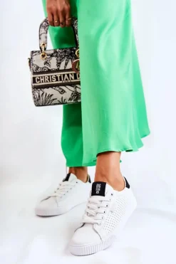 Damskie Skórzane Tenisówki BIG STAR HH274071 Biało-Czarne