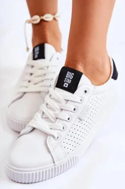 Damskie Skórzane Tenisówki BIG STAR HH274071 Biało-Czarne