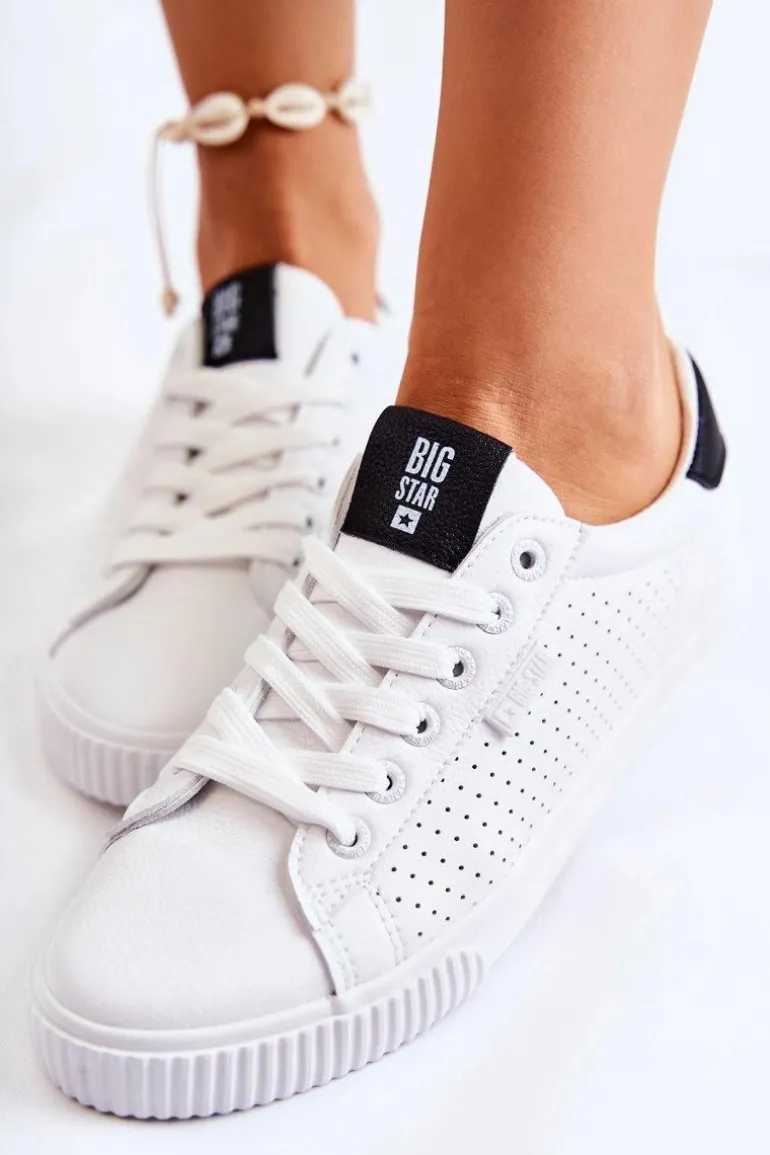 Damskie Skórzane Tenisówki BIG STAR HH274071 Biało-Czarne