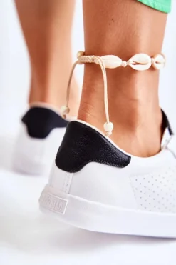 Damskie Skórzane Tenisówki BIG STAR HH274071 Biało-Czarne