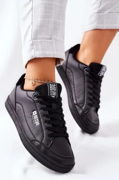 Damskie Skórzane Tenisówki Memory Foam BIG STAR II274320 Czarne