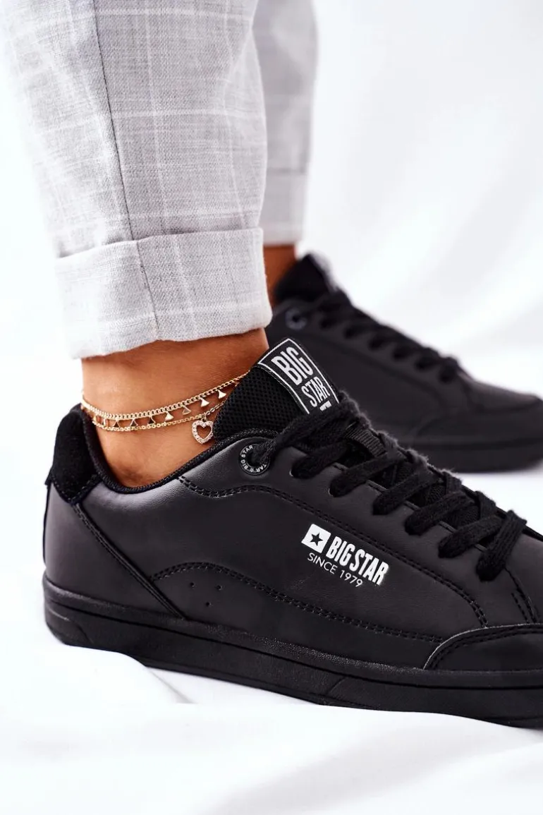 Damskie Skórzane Tenisówki Memory Foam BIG STAR II274320 Czarne
