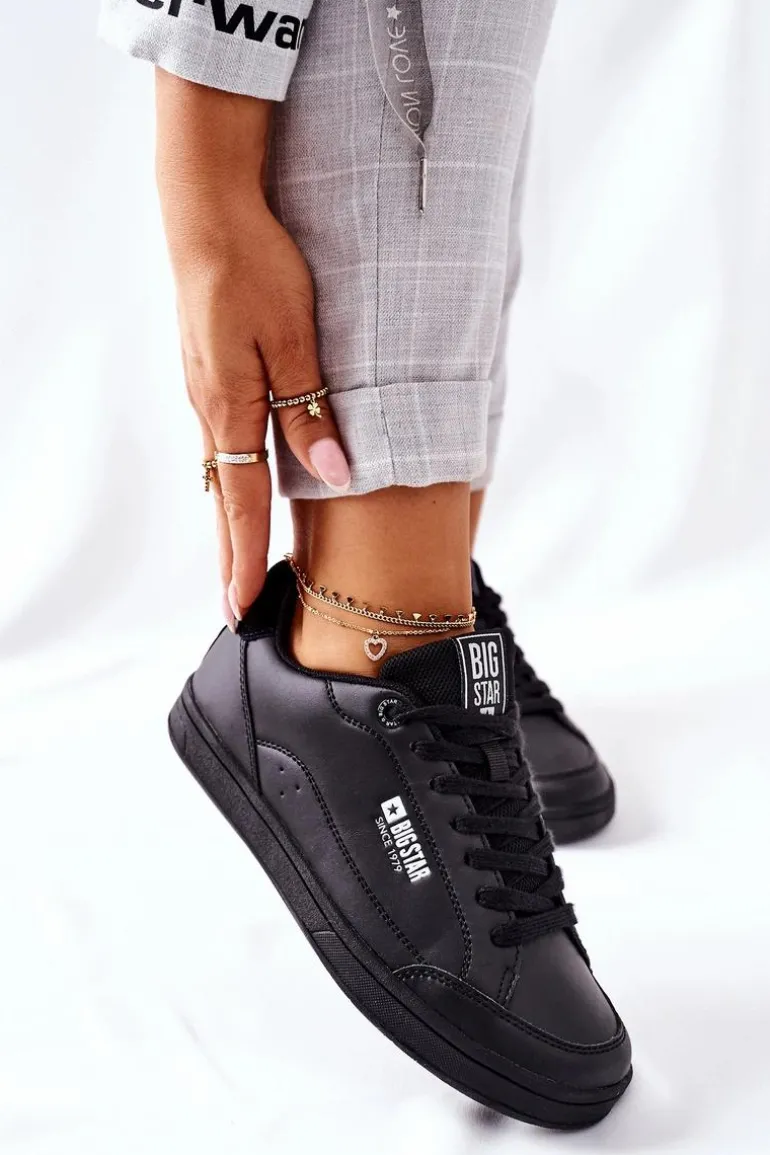 Damskie Skórzane Tenisówki Memory Foam BIG STAR II274320 Czarne