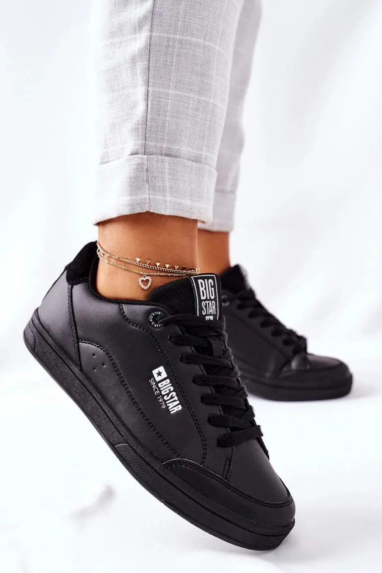 Damskie Skórzane Tenisówki Memory Foam BIG STAR II274320 Czarne