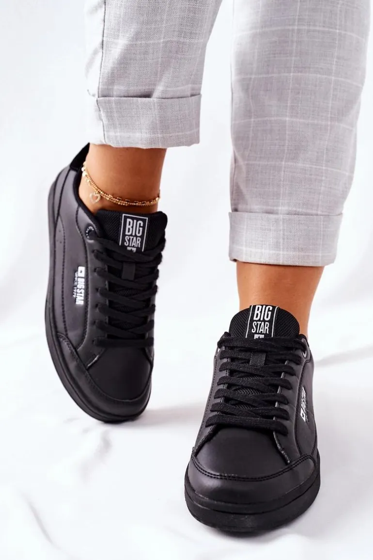 Damskie Skórzane Tenisówki Memory Foam BIG STAR II274320 Czarne