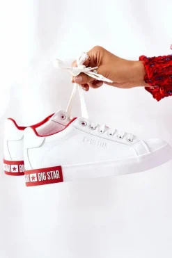Damskie Skórzane Tenisówki BIG STAR II274032 Biało-Czerwone