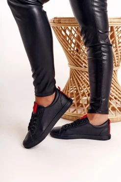 Damskie Skórzane Tenisówki Z Tasiemką BIG STAR DD274687 Czarne