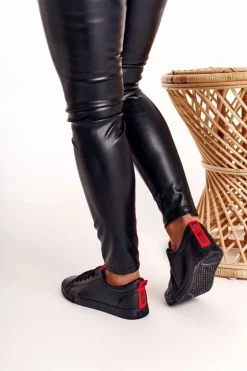 Damskie Skórzane Tenisówki Z Tasiemką BIG STAR DD274687 Czarne