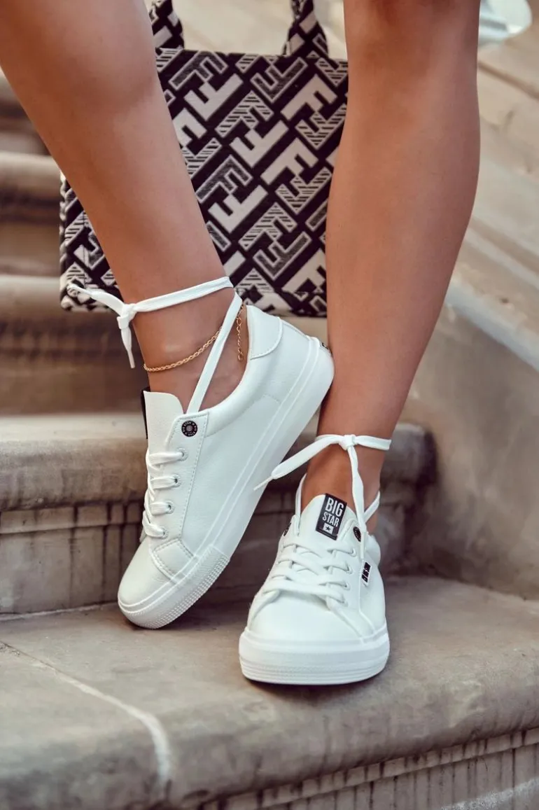 Damskie Skórzane Tenisówki Z Napisem BIG STAR EE274316 Białe