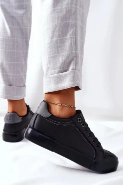 Damskie Skórzane Tenisówki BIG STAR II274029 Czarne