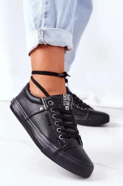 Damskie Skórzane Trampki Big Star GG274061 Czarne