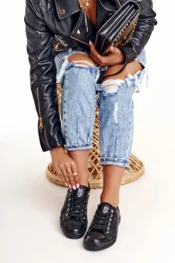 Damskie Skórzane Trampki Big Star Czarne V274871