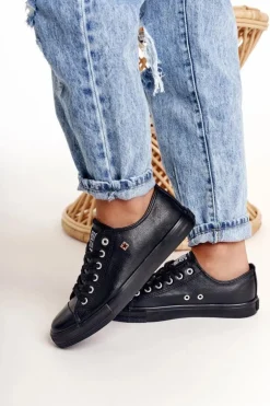 Damskie Skórzane Trampki Big Star Czarne V274871