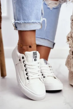 Damskie Skórzane Trampki Big Star GG274060 Białe