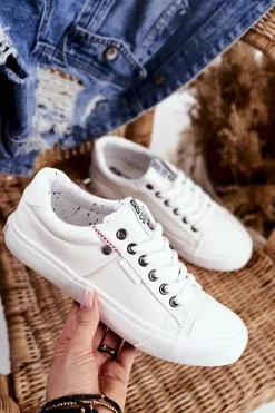 Damskie Skórzane Trampki Big Star GG274060 Białe