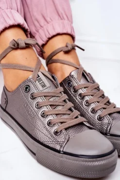 Damskie Skórzane Trampki BIG STAR II274003 Grafitowe