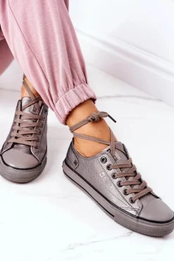 Damskie Skórzane Trampki BIG STAR II274003 Grafitowe